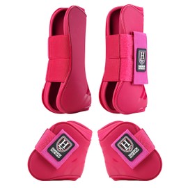 Harrison Howard Horse Tendon Boots Open Front/Fetlock Boot for Horse Protective Boots for Jumping, Trail Riding Set of 4 Hot Pink M