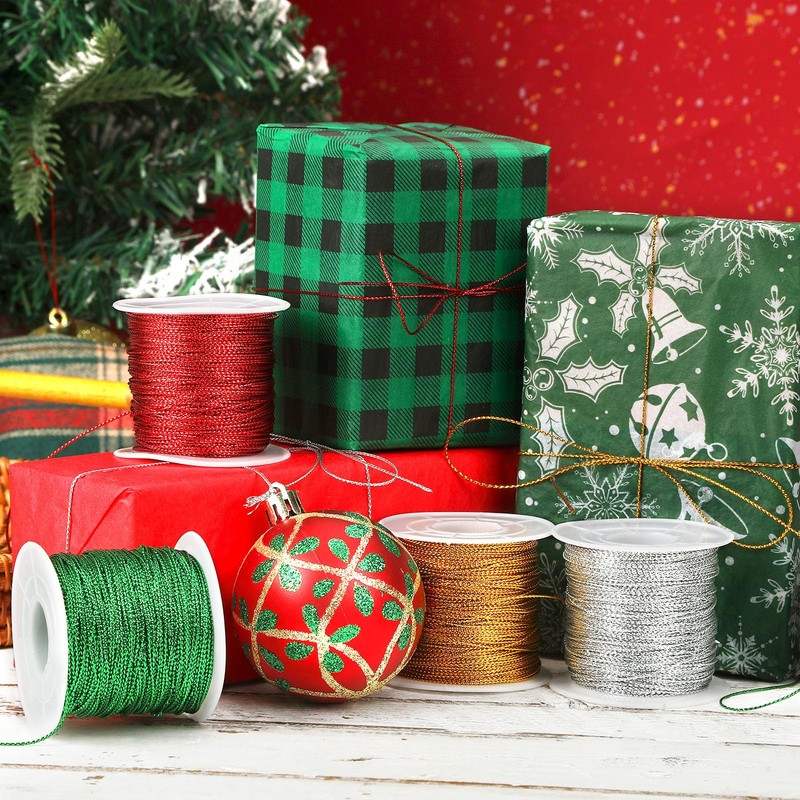 JUNEBRUSHS 218 Yards Christmas Metal String (Gold Silver)