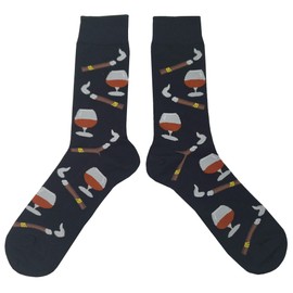 SockFly Cigar Time Dress Socks Funny Novelty Crazy Fun Design Men Size 8-12 Cotton Casual Crew Colorful Funky Fancy Socks Gift for Men