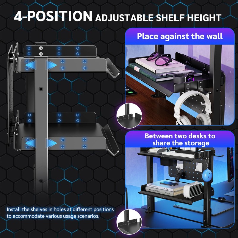 Metal Clamp On Desk Shelf,Storage Shelves with Pegboard and Pencil