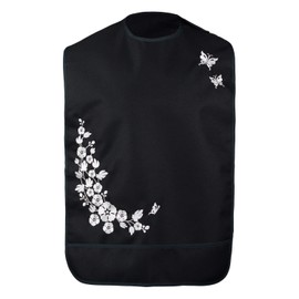 Modaliv Adult Bibs for Women - Embroidered Waterproof Clothing Protector with Crumb Catcher - Reusable - Machine Washable Adult Bib (Flowers and Butterflies)