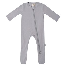 KYTE BABY Unisex Zipper Closure Footies, Rayon Made From Bamboo (0-3 Months, Storm)