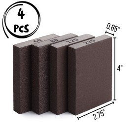 Bates- Sanding Sponge, 4 Pack, 60/80/120/220 Grit Assortment, Washable and Reusable, Sanding Block, Sandpaper Block, Sanding Blocks for Wood, Sanding Pad, Drywall Sanding Block, Drywall Sanding Sponge