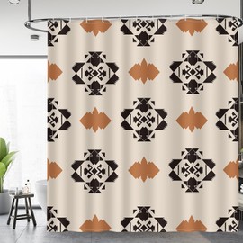 Aimego Western Aztec Shower Curtain - Southwest Boho Chic Geometric Ethnic Tribal Vintage Country Farmhouse Fabric Cloth Bath Shower Curtains Set with 12 Hooks for Bathroom Decor Accessories, 72"x72"