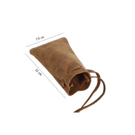 Leather Drawstring Pouch multipurpose Medieval coin waist bag, Vintage Brown, 12 cm x 7.5 cm