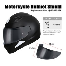 Motorcycle Helmet Visor for i70 i10 HJ-31, Helmet Visor Motorcycle Wind Protection Helmet Lens Visor Full Face Helmet Visor Accessories Replacement (Black)