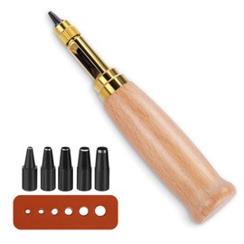 ENCHOL Adjustable Japanese Screw Hole Punch, Leather Screw Punch, Craft Punch Automatic Belts Punch with 5 Punches, Used for DIY Craft Sewing Leather Punching