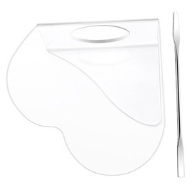 TEHAUX 1 Set Heart Shaped Makeup Mixing Palette with Spatula Acrylic Cosmetic Mixing Tray for Foundation Blending Portable and Easy to Clean