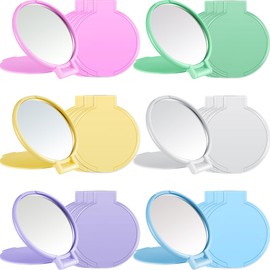 Jetec Mini Folding Mirror Round Compact Mirror Portable Pocket Mirror Makeup Small Mirror Vintage Portable Travel Makeup Mirror Women (Macaron Colors,80 Pcs)