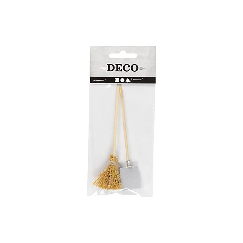 Gnome Door, Shovel and Broom, L 11 cm, Pack of