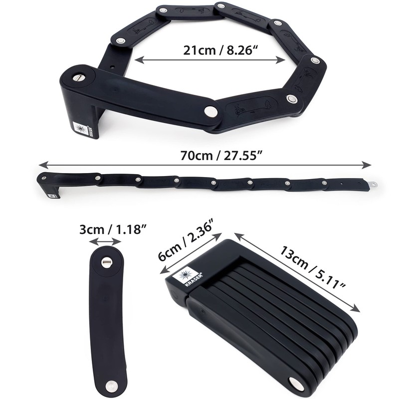 KRASER KR7022B Bicycle Lock with Universal Folding Alloy Steel Padlock