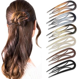 6PCS U-Shaped Women's Hair Clips, Retro Fork Inside Teeth French Hair Clips, Thin and Thick Hair Clips for Women, Twist Hair Styling Accessories