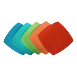 Boris 40 Platos Trinche De Colores Cuadrado Plástico 250ml