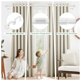 TANGWIN White Double Curtain Rods for windows 36 to 88:Adjustable Heavy Duty Double Curtain Rod for Bedroom Living Room,1Inch Pure White Iron Moden Decorative Telescopic Dual Drapery Rod Easy Install