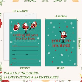 seclate Christmas Party Invitations, 25 Double-Sided Invitation Cards with 25 Envelopes, Santa Xmas Holiday Invites for Party Decoration Supplies Favors - F05