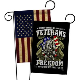 Veterans Freedom Garden Flags Pack Armed Forces Veteran All Branches Support Honor United State American Military USA Vintage Applique Small Gift Yard House Banner Made In 13 X 18.5