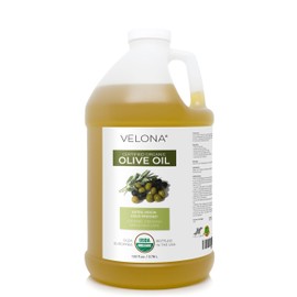 Velona USDA Certified Organic Olive Oil - 1 Gallon / 128 Fl Oz | 100% Pure and Natural Carrier Oil | Extra Virgin, Unrefined, Cold Pressed
