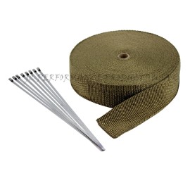 JC Performance Products USA 100 FT LAVA FIBERGLASS EXHAUST PIPE HEADER THERMO WRAP TURBO TAPE TITANIUM KIT
