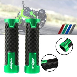 R QIANKONG CNC Aluminum Non-Slip Anti Vibration Motorcycle Handlebar Grips for Ninja 400 250R 300R 250 650 1000SX Green
