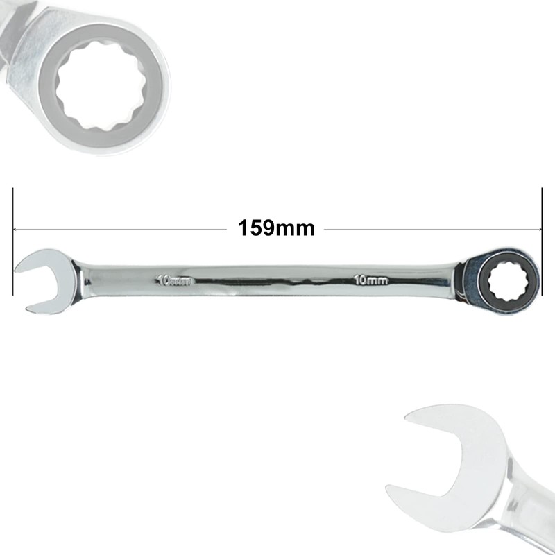 Seshin Buffalo 10mm Ratchet Spanner Steel Fixed Head Gear Wrench