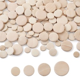 Craftdady 160pcs Unfinished Flat Round Wood Beads 15-30mm Blank Natural Wooden Circle Coin Disc Loose Beads for Jewelry Crafts Making Home Decoration Hole: 1.4-2.5m