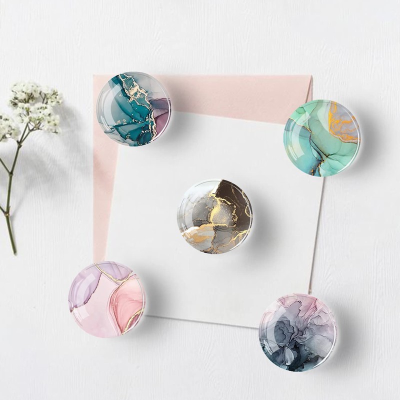 Glass Fridge Magnets, 12Pcs Marble Texture Crystal Refrigerator Glass Magnets