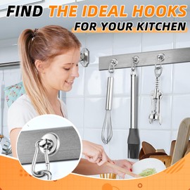 FINDMAG Magnetic Hooks with Swivel Carabiner, Neodymium Magnet Hooks for Hanging, Magnet with Hook for Kitchen, Office, Home, School - Silver, 20 Pack