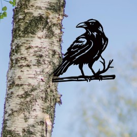 SUPERDANT Raven Metal Garden Decor Outdoor Crow Black Silhouette Yard Art Raven Decorative Garden Stakes Crow Lawn Ornaments Yard Stakes Metal Wall Art for Lawn Patio