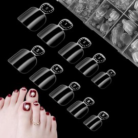 Pack of 500 Transparent Artificial Toenails, Artificial Toe Nail Tips, Fake Nails, Full Cover Acrylic Artificial Toenail Tips, for Women, Nail Art, DIY, 10 Sizes, Clear
