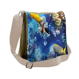 Lunarable Fish Messenger Bag, Marine Theme Wild Life Design, Unisex Cross-body