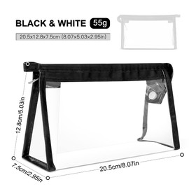 hoinya Clear Pencil Case, Clear Pencil Bag for Exam Large Capacity Pencil Case Pencil Pouch PVC Zipper Big Transparent Pen Pencil Bag for Boys Girls Women, Black