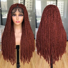 MURAMURA HAIR Passion Twist Braiding hair 26inch Full Lace Faux Locs wigs for Black Women Pre-twisted Passion Twist Hair with Baby Hair Water Wave Braiding Hair Synthetic Lace Faux Locs Braiding Wig
