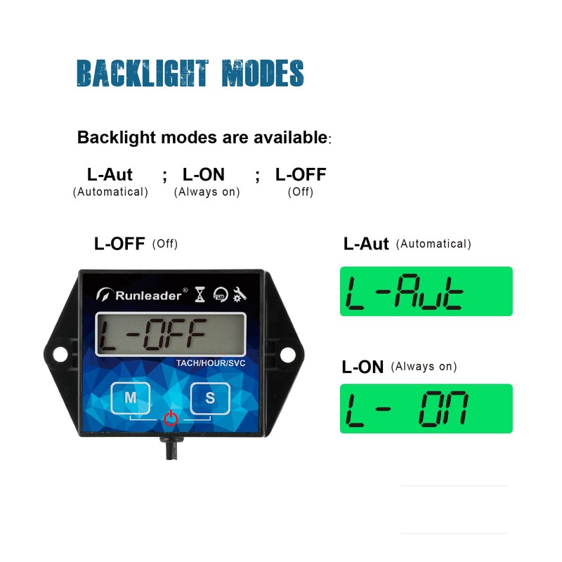 NInE-ROnG Digital Hour Meter Tachometer Maintenance Reminder Backlight Battery Replaceable