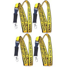 Four (4) Lanyards Crime Scene Do Not Cross - Metal Clasp and Quick Release Included - Forensic ID Keychains