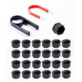 Flaconi 24PCS Auto Radschrauben Kappen,Radschraubenkappen 17mm,Radschrauben Abdeckung mit 2 Entfernung Werkzeug,Geeignet für die Meisten 17mm Sechskantradschrauben Oder Muttern an Fahrzeugen (Schwarz)