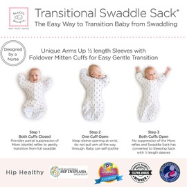 SwaddleDesigns Transitional Swaddle Sack, Arms Up Half-Length Sleeves and Mitten Cuffs, Tiny Triangles, Blue, Medium, 3-6mo, 14-21 lbs (Parents' Picks Award Winner, Easy Transition with Better Sleep)