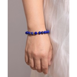 Wizock 8mm Round Crystals Beaded Bracelets Spiritual Stretch Bracelets for Women and Men Birthstone Jewelry Unisex (Lapis Lazuli)