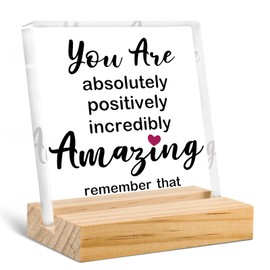 EoffIvan Inspirational Gifts for Women Daughter Friends Bestie Birthday Christmas Acrylic Plaque Motivation Desk Decoration Positive Cheer Up Gift You are Awesome Gift for Women