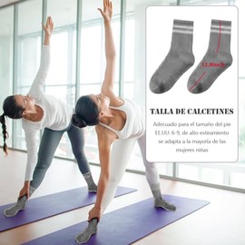 12 Pares de Calcetines Largos de Yoga con Agarre para Mujer, Antideslizantes para Pilates, Calcetines de Trampolín para Mujer para Deportes de Interior, Ballet, Yoga, Pilates, Fitness