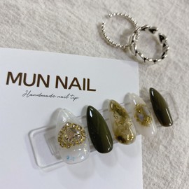 MunNail Heart Brooch Nail Tip - Round / MunNail 하트브로치 네일팁 - 라운드
