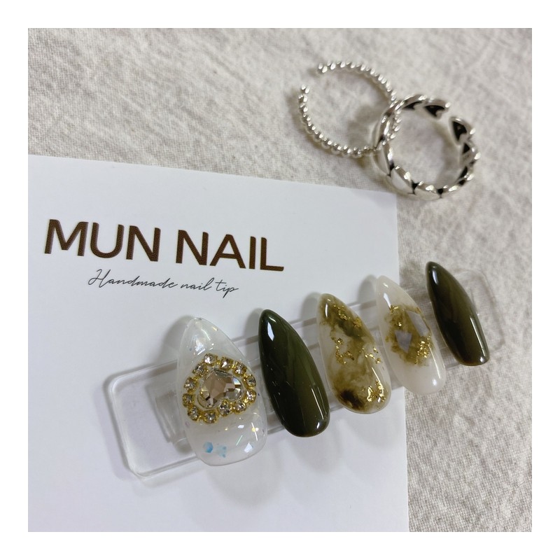 MunNail Heart Brooch Nail Tip - Round / MunNail 하트브로치