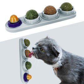 NewPearl Catnip Ball for Cats Wall, 4 Pack Catnip Toys, Edible Kitty Toys, Extra Cat Energy Ball for Cats Lick, Healthy Kitten Teeth Cleaning Dental Chew Toys