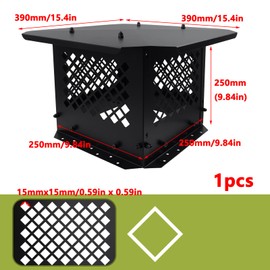 Antrader Chimney Cap,10" x 10" Chimney Cover Galvanized Steel Chimney Rain Cap Adjustable Roof Rain Guard Top Protector,1Pcs (Black)