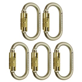 Auto Locking Carabiner 25KN (5-Pack) - Fusion Climb® Ovatti - Professional Rock Climbing - Heavy Duty Steel Clip - Auto Locking Carabiner for Climbing, Rappelling, D Shaped - UIAA ANSI Compliant