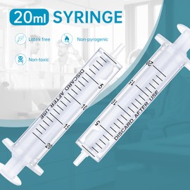 Gufastoe 30pcs 20ml Plastic Syringes with Caps Without Rubber Stopper in for Industry Lab Pet Feeding
