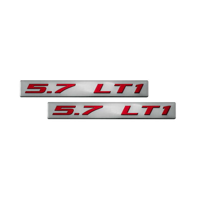ERPART 5.7 LT1 RED on Silver Highly Polished Real Aluminum