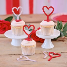 Ginger Ray Wooden Heart Cupcake Toppers Decorations Pack of 6