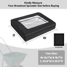 Lettry 2Pcs Broadcast Spreader Covers with PVC Transparent Window, Black Water Blocking Fertilizer Spreader Covers, Fits Most Seed Spreader and All-Purpose Broadcast Spreader (16.1X18.1 Inches)