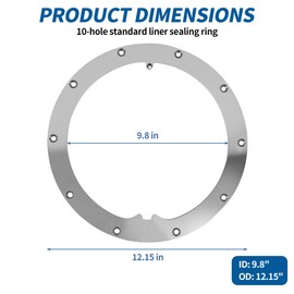 ETZ 79200200 10-Hole Standard Liner Sealing Ring, Stainless Steel of Inground Pools Liner Ring Replacement for Pentair 10" Large Embedded Wet Niches 25549-002-000 AMP-301-4016
