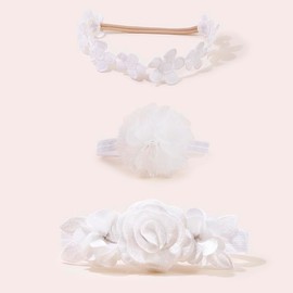 NUWAJP Baby Girl Headbands and Bows, 3 Pcs Soft Flower Nylon Elastic Hair Bands Headband Bow Cute Hair Accessories for Infant Toddler